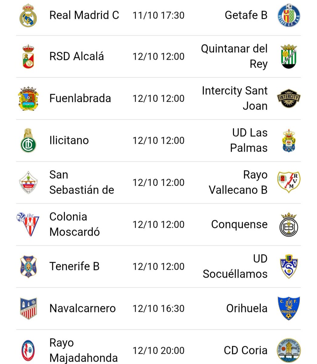 𝗛𝗢𝗥𝗔𝗥𝗜𝗢𝗦 𝗚𝗥𝗨𝗣𝗢 𝟱
⭐𝗝𝗼𝗿𝗻𝗮𝗱𝗮 𝟲 

#2RFEF