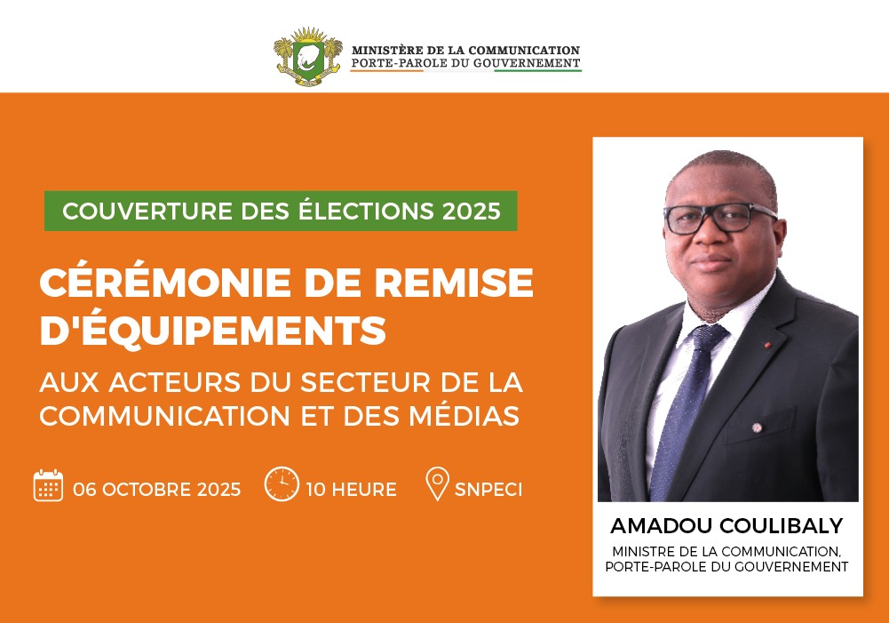 MINCOM_CI's tweet image. 🎥 Le @MINCOM_CI , M. Amadou Coulibaly dit AM’s, remettra ce lundi 6 octobre à 10h (SNPECI – Abidjan) des équipements aux acteurs des médias pour renforcer leurs capacités en vue d’une couverture électorale éthique et professionnelle.
#CommunicationCI #PresseCI #Élections2025