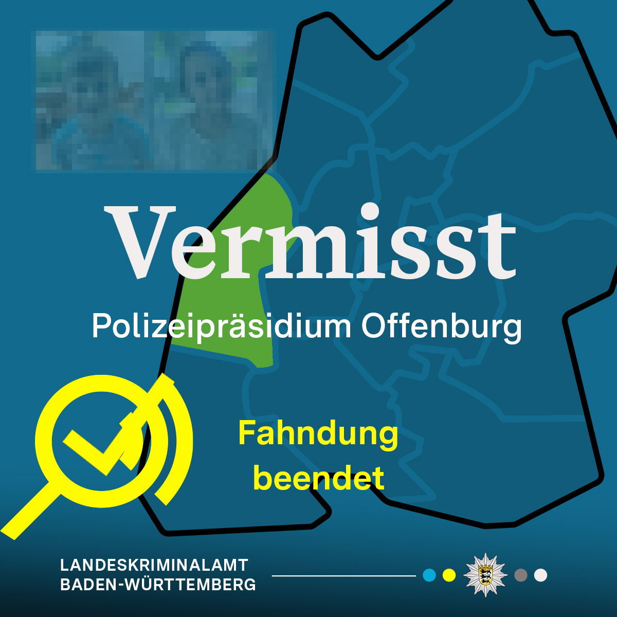 LkaBaWue's tweet image. ✅ #Update zur #Vermisstenfahndung aus #Lahr - Beide Kinder angetroffen - Gerne RT ⚠️

Die beiden vermissten Kinder aus Lahr konnten wohlbehalten angetroffen werden.

Die Fahndung wurde gelöscht.

🙏 Vielen Dank für Eure Unterstützung.

Euer #LKABW #BereitfürSicherheit