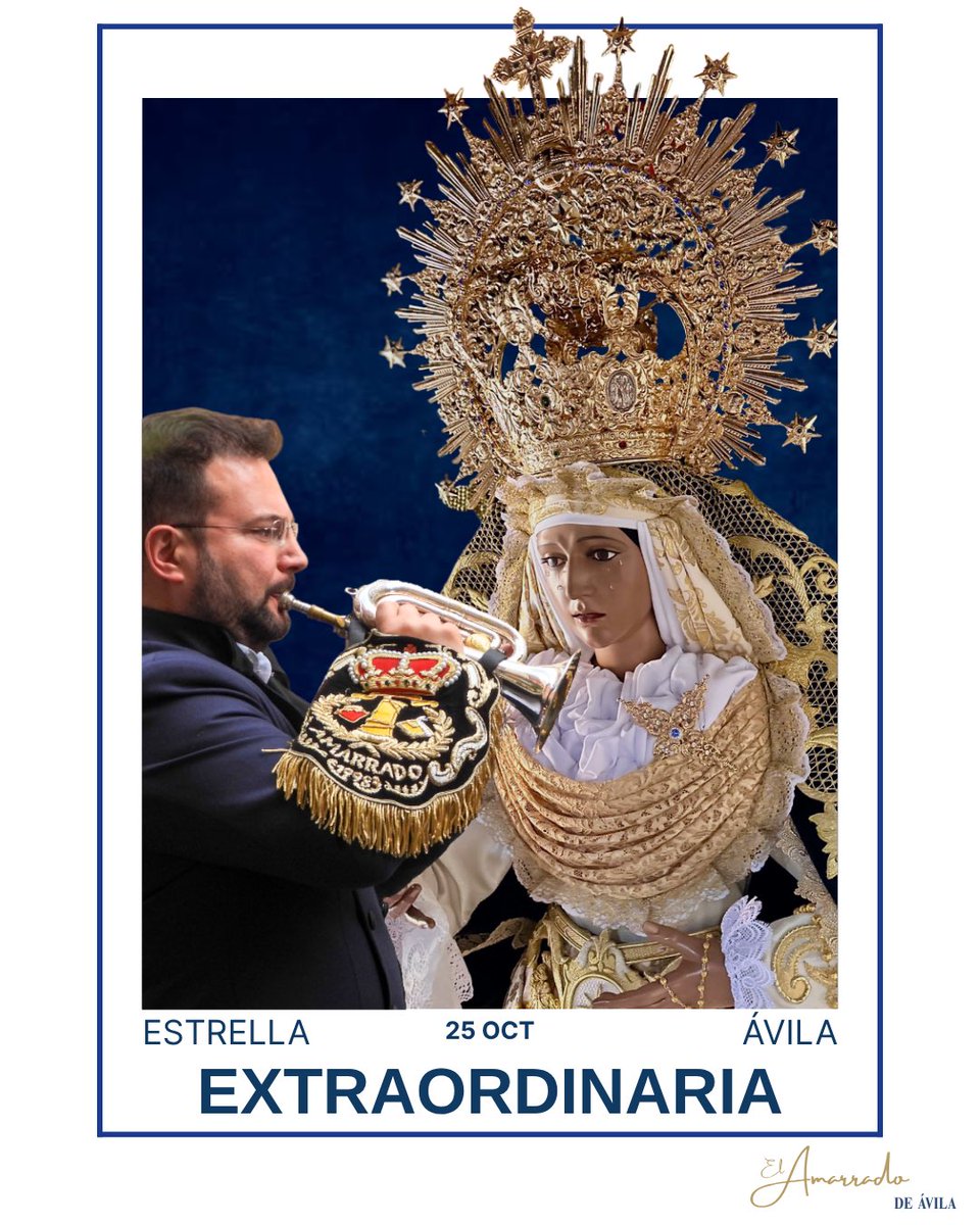 ⭐️ SALIDA EXTRAORDINARIA

El próximo 25 de octubre acompañaremos a la Hermandad de La Estrella de Ávila (<a href="/LaEstrella_Av/">Hdad La Estrella</a>) con motivo de su salida extraordinaria por el XX Aniversario.

#SuenaAmarrado | #sentiramarrado