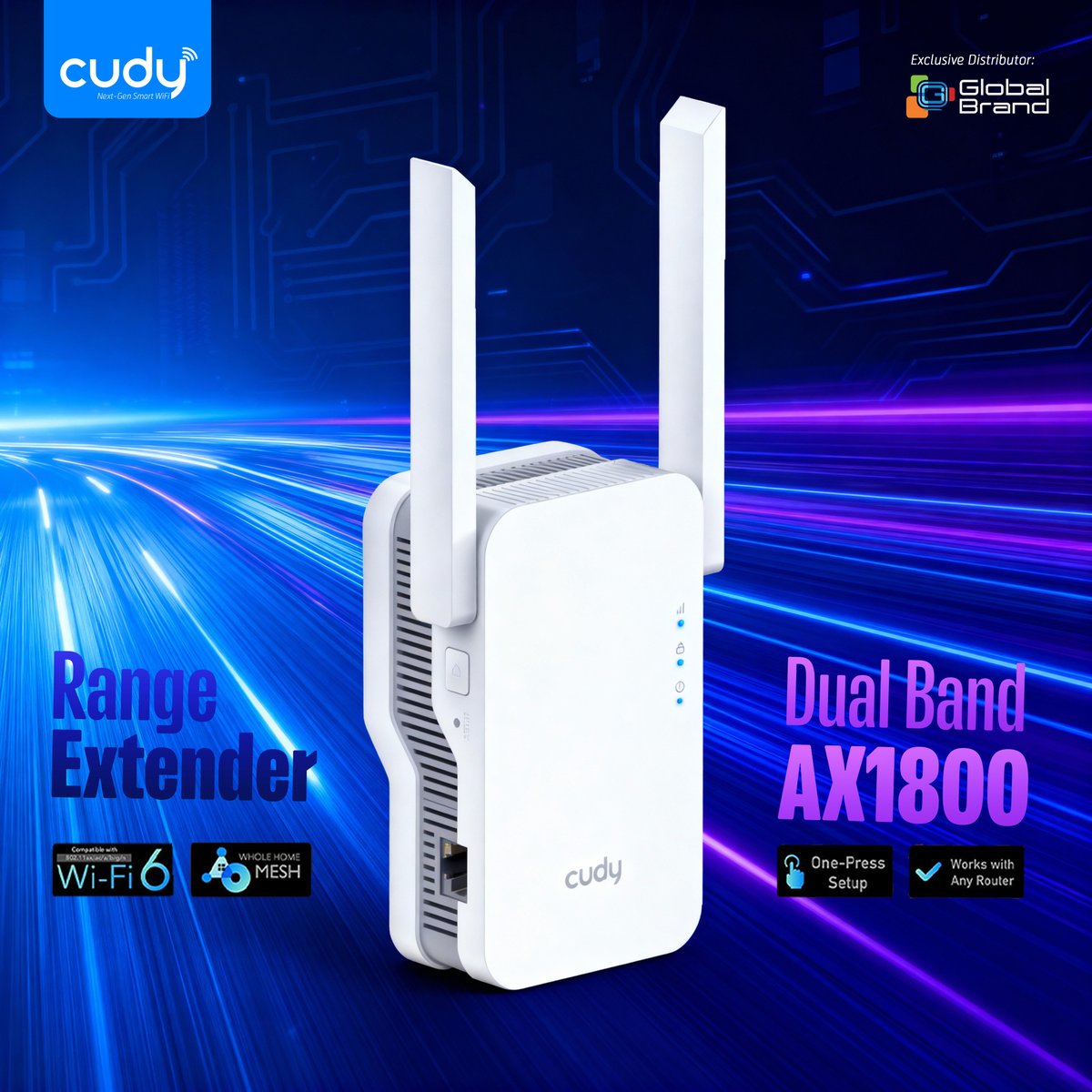 cudybd's tweet photo. Learn moreWi-Fi dead zones? 
Boost your signal to the max with the Cudy RE1800 Dual Band AX1800 Range Extender! Get blazing-fast Wi-Fi 6 speed and seamless Whole Home Mesh coverage in every room.
Learn more:
https://t.co/bLj9rfjMfv

#Cudy #WiFi6 #AX1800 #RangeExtender https://t.co/VRD4QyhiKw