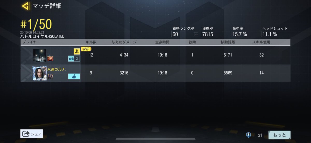 Lu7cod's tweet image. 今日帰宅してからひたすら野良デュオしてた😗 この方、めちゃくちゃ上手かった。
アーテリーもエモートも一緒で うわぁ😳って1人で言ってた。寂しい女www
マッチングした方々ありがとうございました🙂‍↕️❕❕