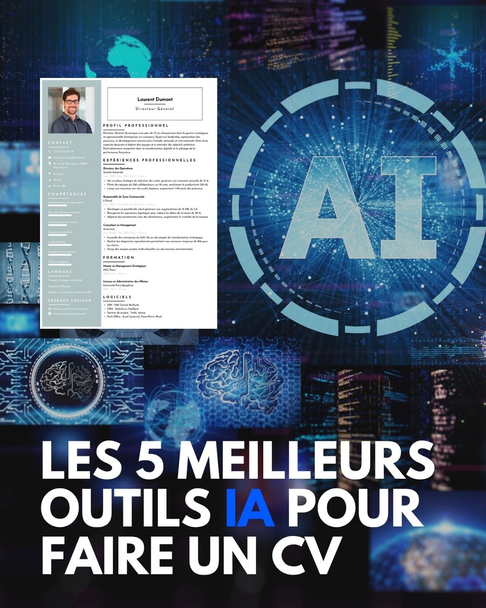 ModelesdeCV's tweet photo. 🤖 L’IA peut désormais rédiger votre CV pour vous !

Découvrez les 5 meilleurs outils IA pour créer un CV professionnel en quelques minutes 👇
 https://t.co/dKtnPI8U1o

#ia #cv #emploi #modelesdecv #intelligenceartificielle https://t.co/8uyhlrj6ZY