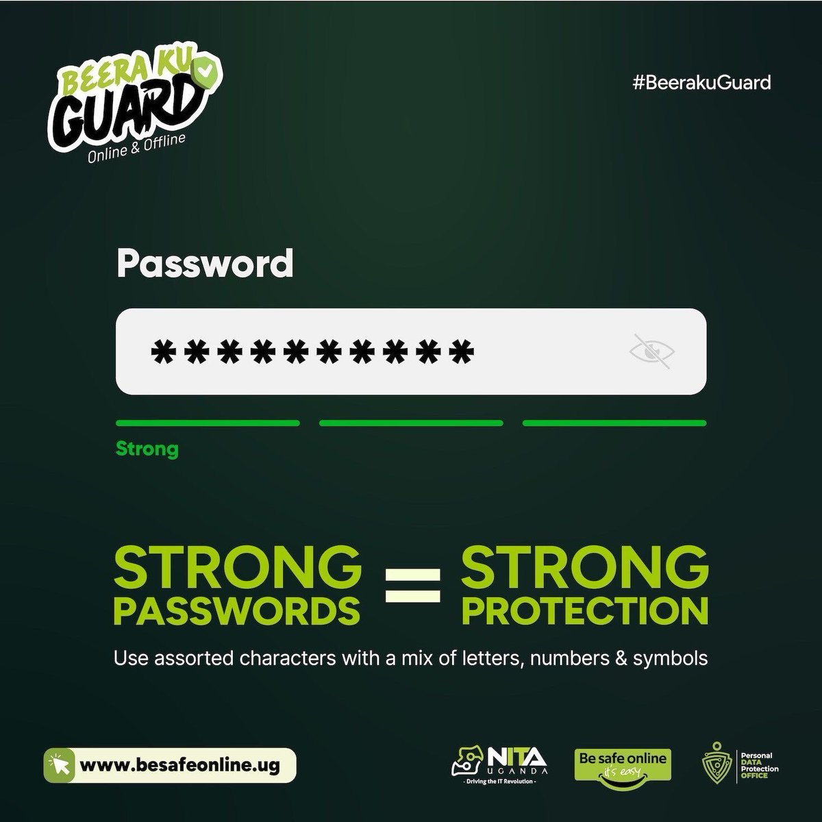 NITAUganda1's tweet image. If your password looks like “password123,” we need to talk 😅

Hackers love easy targets, don’t be one.

Create strong, unique passwords and keep your data safe! 

#BeeraKuGuard #DigitizeUG