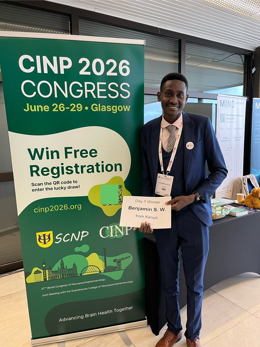 🎉Congrats to Benjamin from Kenya, the first lucky winner of our #CINP2026 Glasgow free registration draw!
He brought amazing energy to the #WCP25 booth — thank you, Benjamin!
Haven’t entered yet? Visit booth 07A and join the CINP Lucky Draw for your chance to win!🎟️
#psychiatry