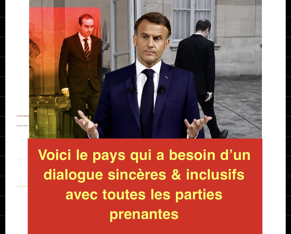 C’est pour monsieur #Nshole, #Muteba, #Erick Senga  la France aujourd’hui souffre d’une crise politique &amp; a besoin d’un dialogue sincères &amp; inclusifs avec toutes les parties prenantes s’il vous plaît, le president Macron la France toute entière ont besoin de vous en ce moment pas