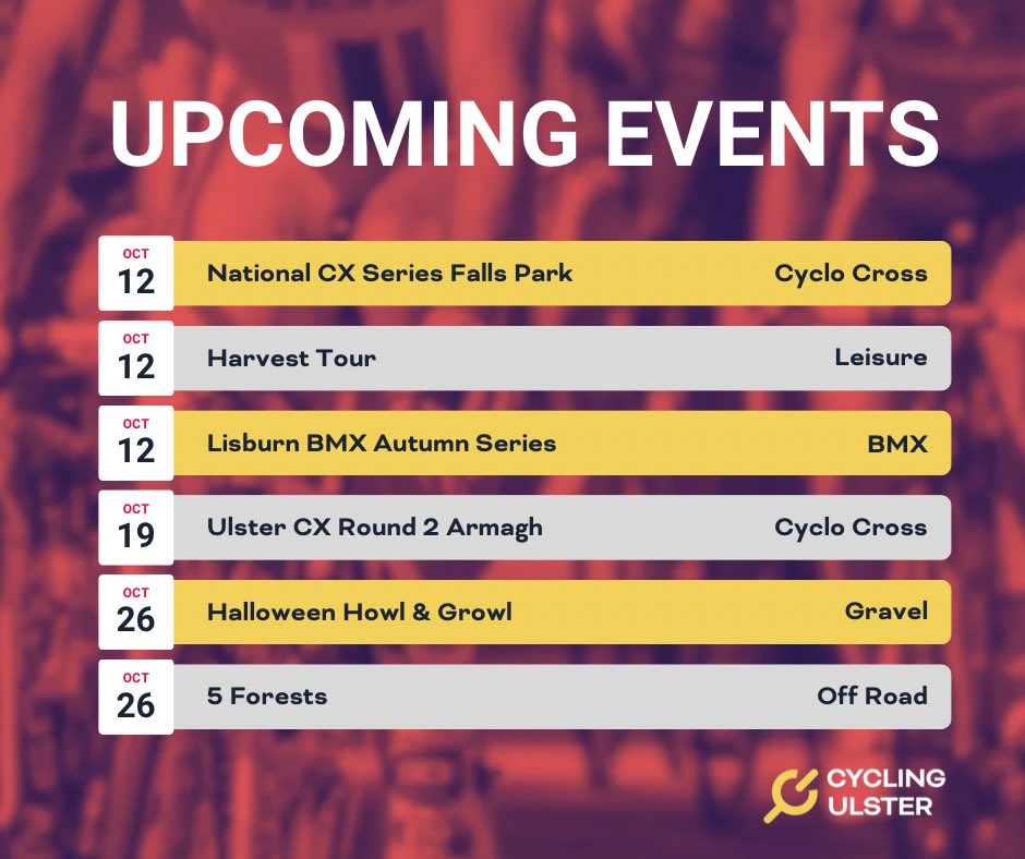 CyclingUlster's tweet photo. Check out what’s on in October https://t.co/X8tOWqE88G