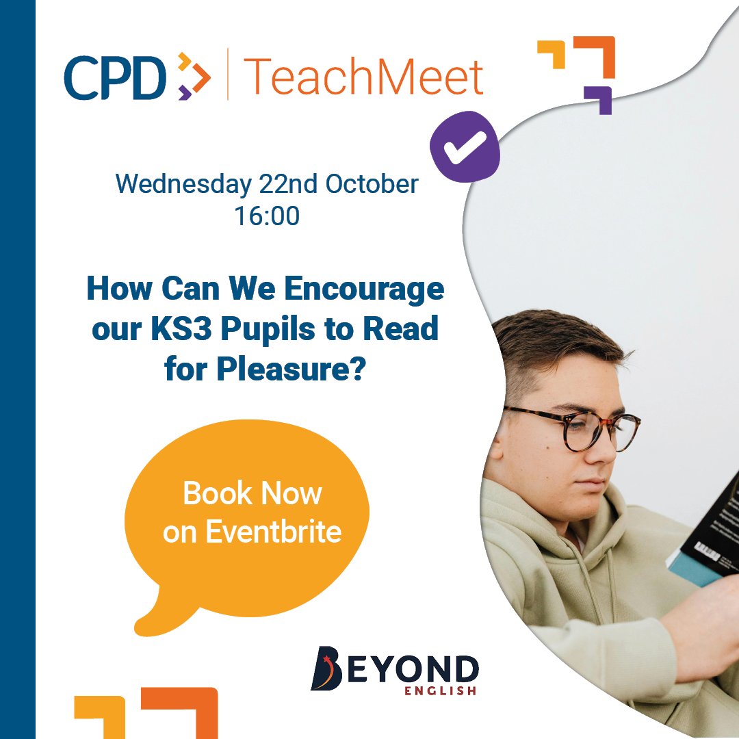 Get your FREE tickets for a teachmeet coming up on Reading for Pleasure at KS3 (eventbrite.com/cc/twinkl-teac…). I'll be laying out the context and offering various tips for embedding good reading habits.
#twinklbeyondenglish
#readingforpleasure
<a href="/twinklresources/">Twinkl Resources</a> 
<a href="/TwinklBeyond/">Beyond: Secondary Teaching Resources</a>