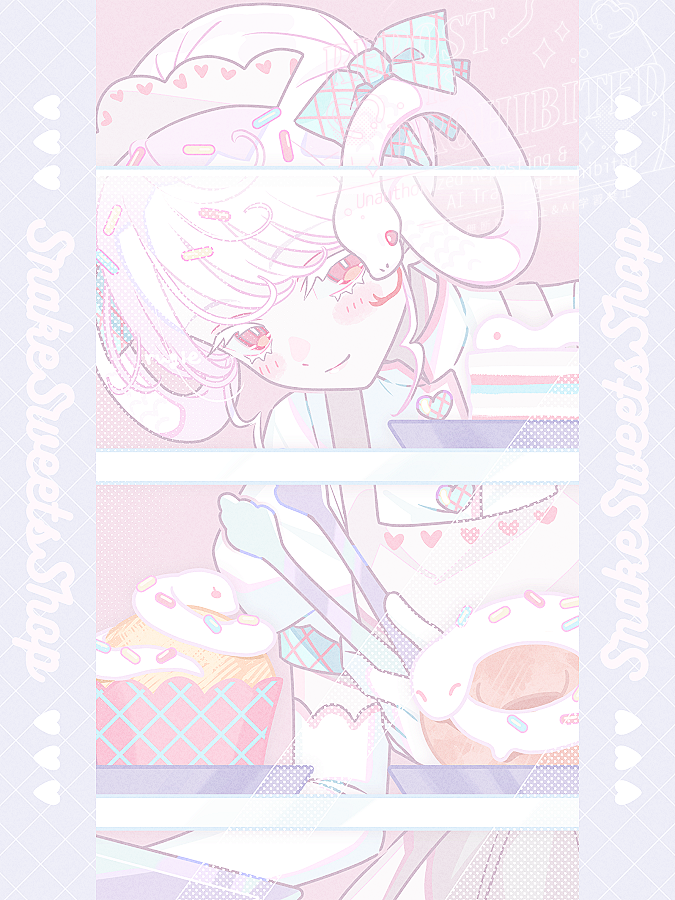 rug_ptr's tweet photo. #一次創作祭り秋の陣2025
🍩お菓子屋さん＆ご飯屋さんモチーフのキャラを集めました🍴
背の高いイラストもデフォルメも好きです https://t.co/h9PFoChwtF