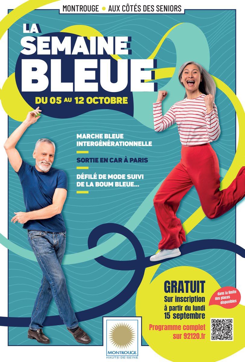 🔵 Le programme de la Semaine Bleue : ville-montrouge.fr/2836-la-semain…

🔵 Une semaine pour valoriser la place des aînés et les liens intergénérationnels à travers des activités sportives, culturelles, culinaires, des sorties et festivités.