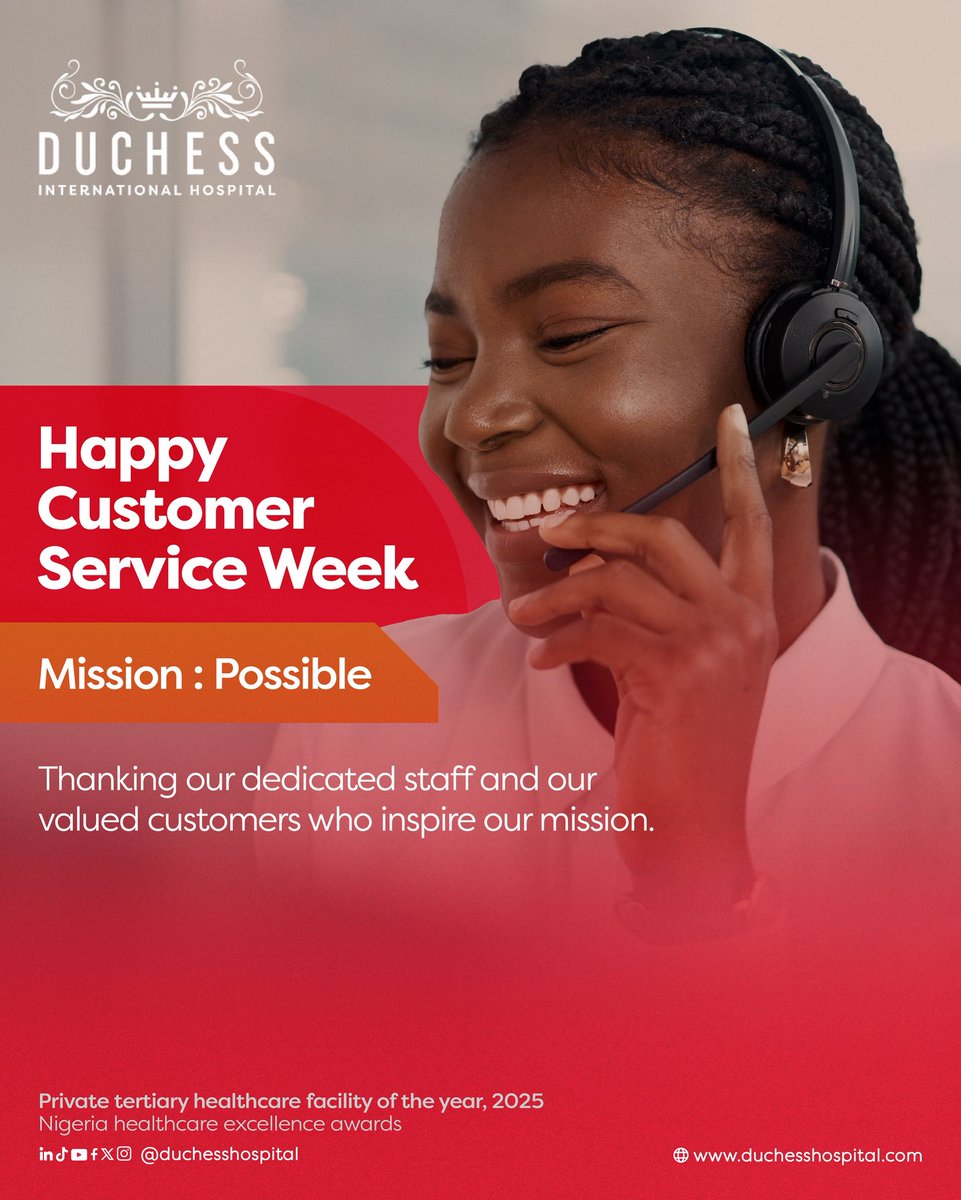 DuchessHospital's tweet photo. We celebrate our dedicated staff and our valued customers.
To our team: Thank you for the resilience and professionalism you show every day.
To our patients: Thank you for trusting us to deliver on our mission.
#MissionPossible #CustomerServiceWeek #duchesshospital #csweek https://t.co/uDF6T3edsl