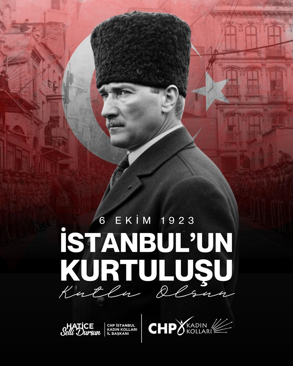 “Geldikleri gibi giderler!” 🇹🇷

6 Ekim İstanbul’un Kurtuluşu kutlu olsun!

102. yıl dönümünde, bağımsızlık uğruna verilen o büyük mücadelenin gururunu ve coşkusunu yaşıyoruz.

Bu zaferin mimarı Gazi Mustafa Kemal Atatürk başta olmak üzere, tüm kahramanlarımızı saygı, minnet ve