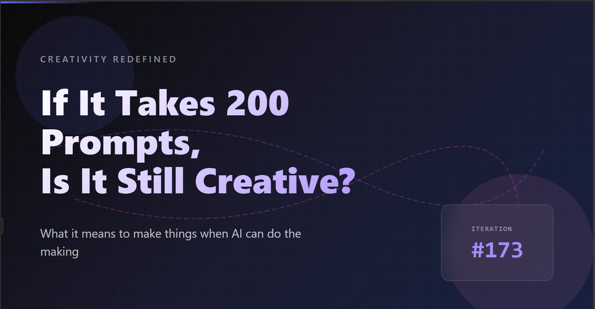 JimLiddle's tweet image. Rethinking What Creative Means In The #AI Era 

#EnterpriseAI #AIandCreativity #AIinnovation #CriticalThinking #GenerativeAI #AIArt #CreativeTechnology

whyaiman.substack.com/p/rethinking-w…