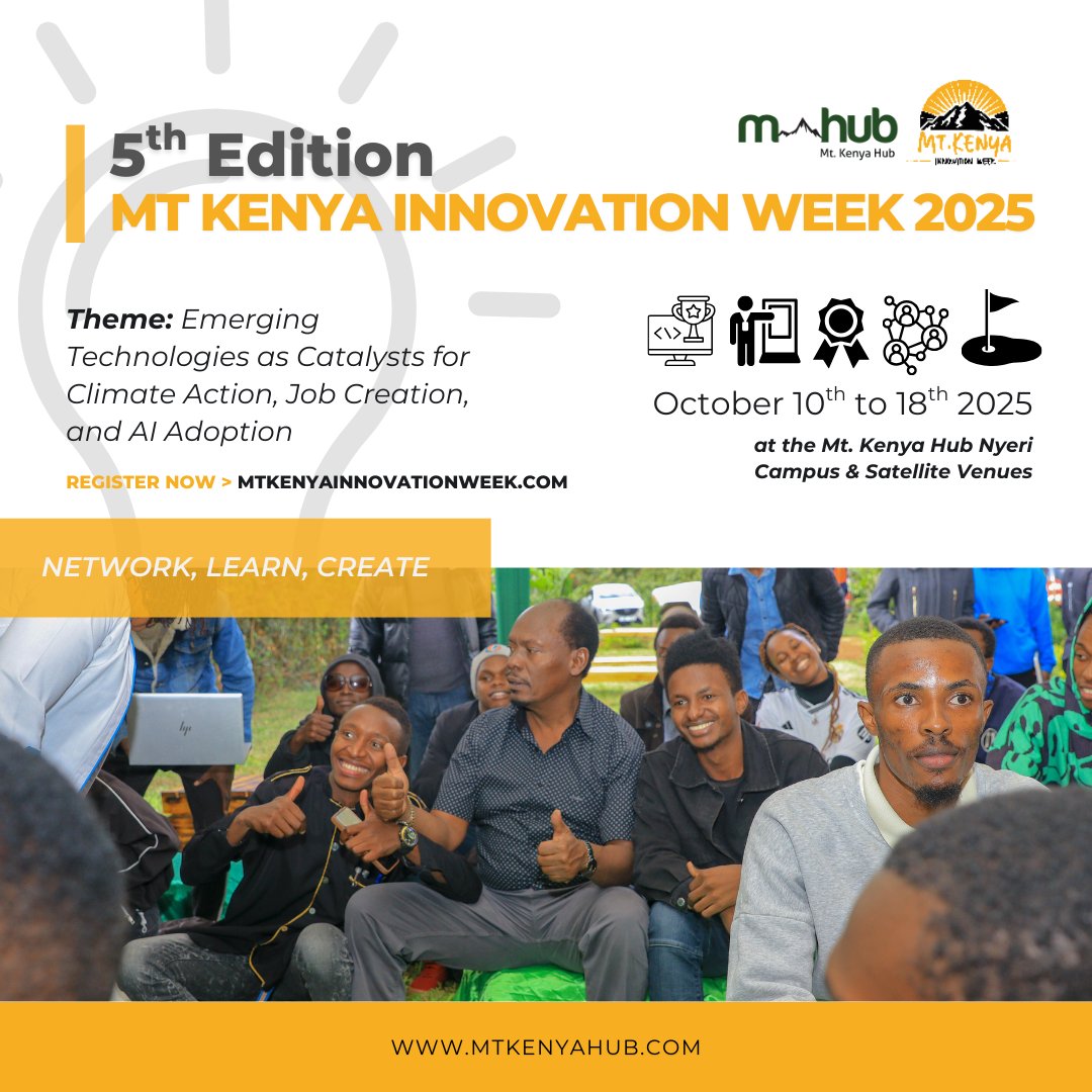 We’re excited to have Kenya National Innovation Agency (<a href="/KENIAupdates/">Kenya National Innovation Agency (KeNIA)</a>) joining us at the 5th Edition of Mt. Kenya Innovation Week 2025! 👏

&gt;&gt;&gt;Register here: mtkenyainnovationweek.com
#InnovationRedefined #MtKenyaHub #MtKenyaInnovationWeek2025 #MIW2025