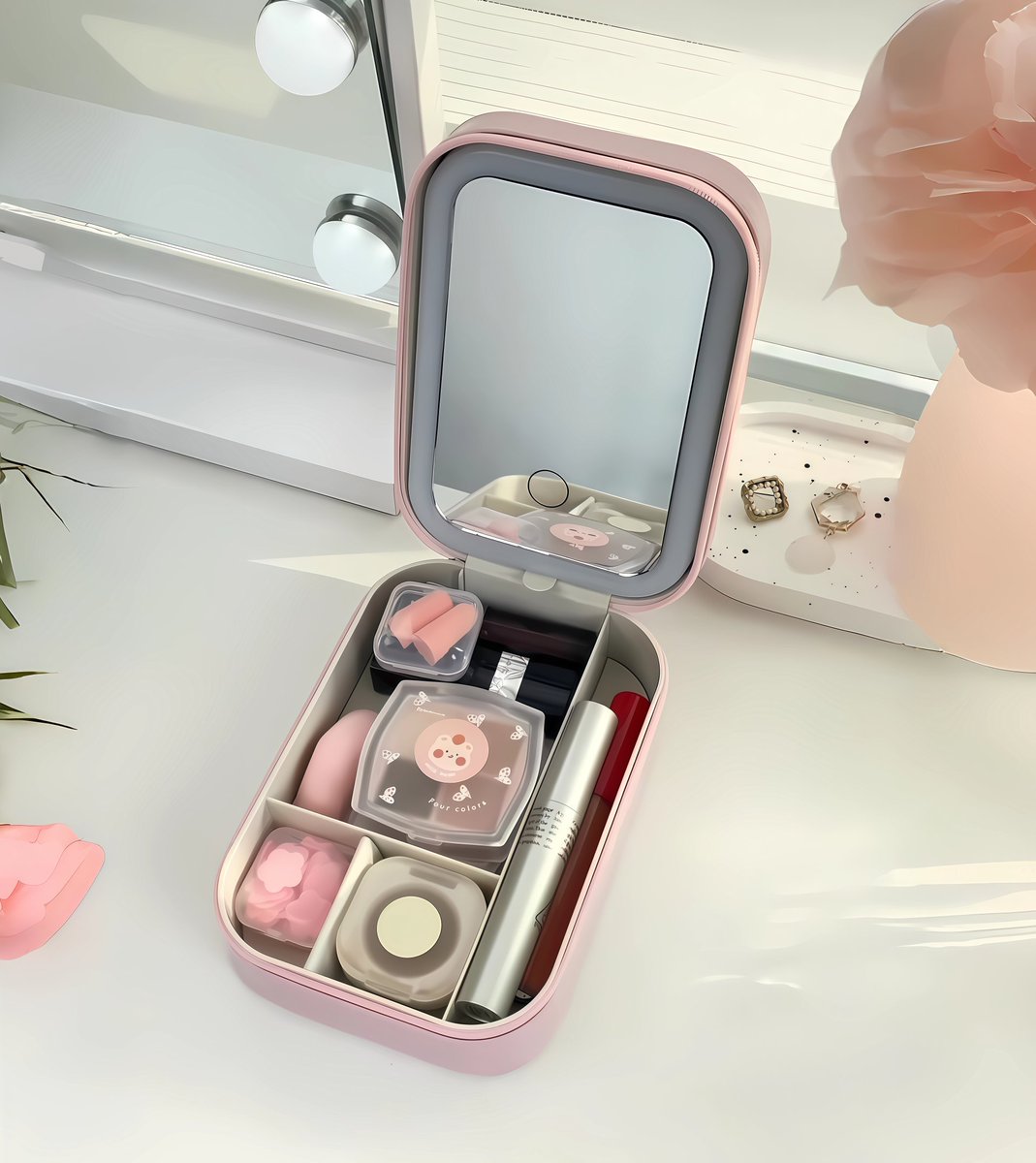 verstif's tweet photo. messy makeup bag? not anymore

this pouch with dividers + led mirror is a game changer https://t.co/DQy8VJOsBm