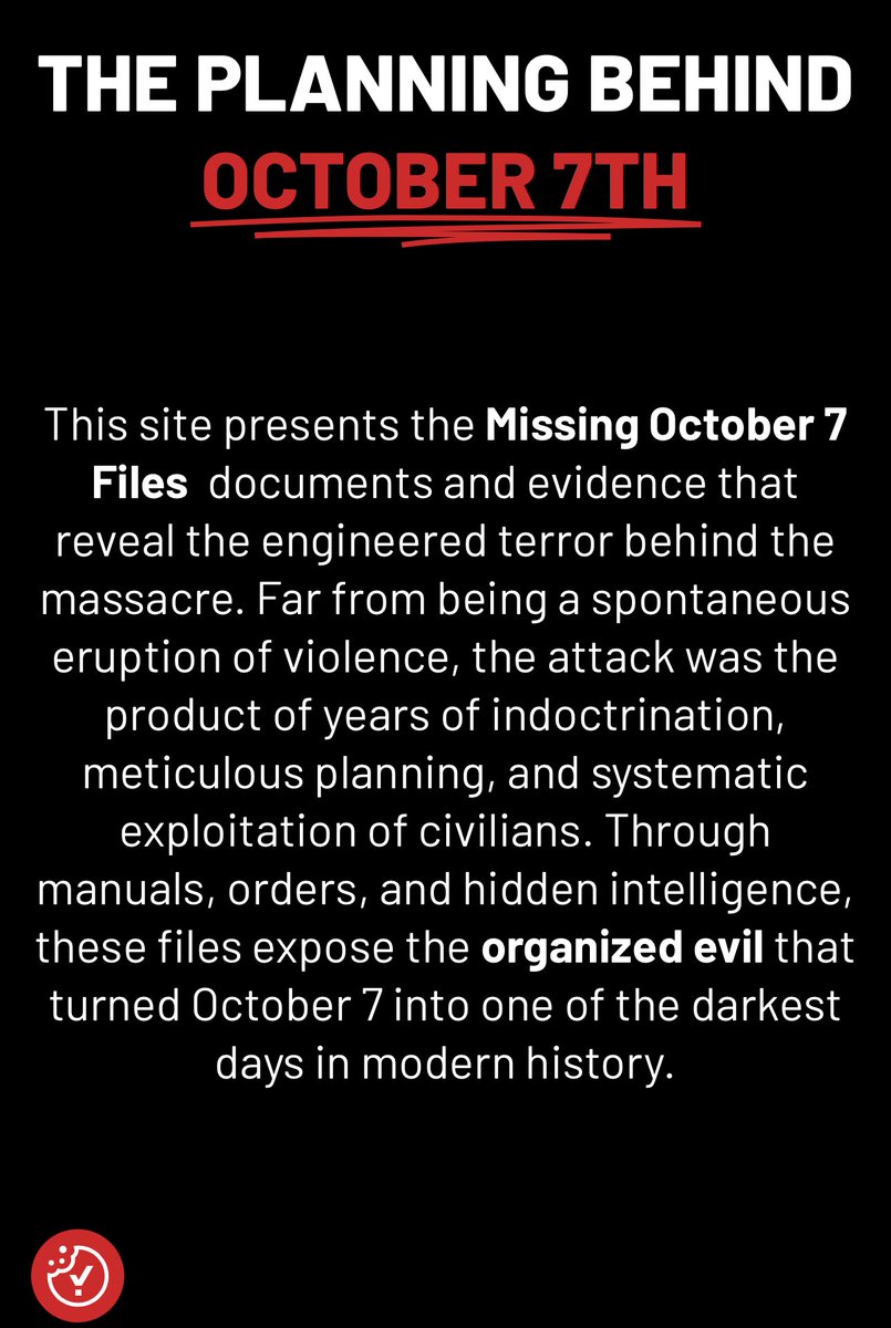 A new site has been launched ahead of the 2nd anniversary of the October 7th Massacre.

It shows Hamas’ operation orders on that day, how Gazan civilians played a larger role in the massacre than many believe &amp; how Hamas weaponized civilian sites in Gaza

october7files.com