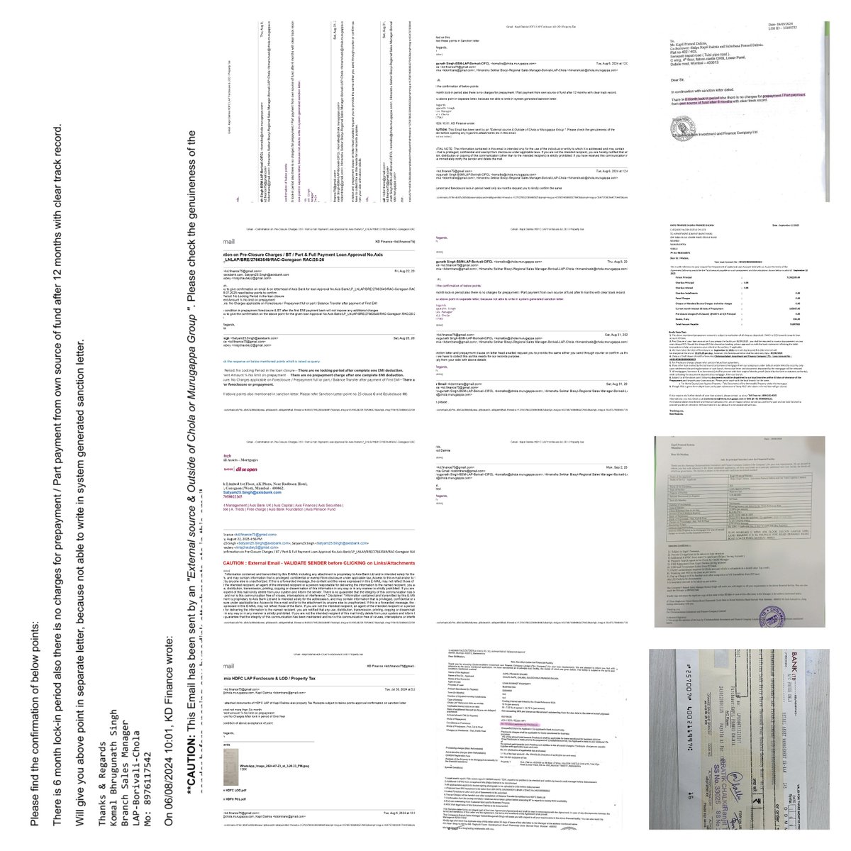 k_d_rocks's tweet photo. Dear Sir,

I  had taken the individual LAP Loan from the Cholamandalam Investment  & Finance Company Limited vide loan A/c No.HE01ROB00000080822 and  loan application No.10209732.

On  29.06.2024 ,Interim sanction letter issued for Rs.53500000 on WhatsApp  from DSA Arjun Patra & Niraj Choubey without any foreclosure or  prepayment conditions .

(copy attached as Exhibit 1).no email was received from the bank.

On  July 30th 2024 we sent email reconfirming and requesting in written  that the since we are taking a BT from HDFC to Chola and we had same  foreclosure /Pre payment with HDFC that after lock in period of 6  months,,we will not be paying any charges and we want same conditions .

On  6th august 2024 we got an email from Chola that lock in period is 6  month and foreclosure is 12 month.We again replied that WE NEED lock in  period/foreclosure period 6 month as agreed. We got email from you that it is approved subj to own source of funds .(Exhibit 2)

At  that point ,we did not know that own source of funds mean from our  pocket ,if we had that much money ,why would we take such a huge loan,  moreover ,we took the transfer from HDFC to Cholamandalam with same  conditions of HDFC as per our emails sent but it seems we may have been  duped by you with certain 'usage of words’ from your bank which are not  interpreted by a common man and we go with principles of work.

For  a common man -own source of funds is simply means our own sources from  where we can arrange to repay the bank which can include institutions,  other banks,NBFC,friends,relatives etc .The same way we transferred our  loan from HDFC to Chola.

We  would never accept such conditions as we had same conditions with our  previous bank HDFC where there was no condition of ‘source of funds ‘  when we transferred the loan to your bank.Nor we were given any proper  sanction letter prior to disbursement of loan but only an interim letter  and assurances on email that no charges will be applicable for  prepayment /foreclosure after lock in of 6 months.

Loan  was disbursed on 16th August 2024 and we were shocked to know that we  have not been given any SANCTION LETTER,only Interim sanction letter was  given.We continued to request for the letter via various emails and  phone calls (Exibit 3)

Finally  we got a sanction letter on 5th Sept by hand from Rohit Jadhav after  continue chasing CBS1612 though it should have been given before  disbursement of loan with its terms and conditions. (Exhibit 4)

The  letter itself has contradictory statements stating on one side that No  condition/restriction for preclosure but also includes charges for  preclosure in next column .

We  DID not get proper sanction letter with terms conditions and charges  prior to disbursement else we would never agree to the conditions .Was  the letter intentionally withheld so we could not see the high charges of closure and contradictory statements.

I  am a salaried individual ,The loan was taken for personal use and not  for any business which may be verified .The HDFC loan which was  transferred to your bank also had NIL prepay/foreclosure for individual  borrower and the same was requested by us to your bank but you have sent  us emails with your own language and interpretations and also given us  sanction letter after disbursement with misleading and contradictory  conditions which were never agreed prior to disbursement and we had to  keep on chasing you for this sanction letter which we got after 20 days  of disbursement .The loan taken was not for any business nor it was  utilised for any business which may be verified. Upon realising that I  am paying very high interest charges and much lower interest loans are  available ,I applied for transfer of loan and I also got a Foreclosure  Letter with NIL charges did 12th Sept 2025.(Exhibit 5)

Why  would I take a Loan with such stringent conditions when I was already  having a loan with no conditions which was transferred to Cholamandalam .  I paid all the charges to your bank to include PF 1.1 %, govt stamp  duties and also all my EMI regularly to date and as an individual it is  my right to get the loan transferred from your bank .

I  also paid all the charges to this new bank AXIS towards stamp duty and  other charges and the bank sent a Demand Draft to Cholamandalam for loan  repayment .The new bank AXIS also gave me NIL prepayment /foreclsoure  charges on sanction letter prior to disbursement of loan .(EXHIBIT 6 and 7)

Shockingly,the  Demand draft was not accepted by your bank even though I had a FCL and I  was asked to either pay 4% prepayment charges or arrange the loan  repayment from my income.

For your information email communication copy attached.

We  request you to accept the loan repayment and Foreclosure without any  charges on the basis of principles of justice and work ethics .

Thanks & Regards,
Kapil Dalmia

@Chola_Official @RBI @FinMinIndia