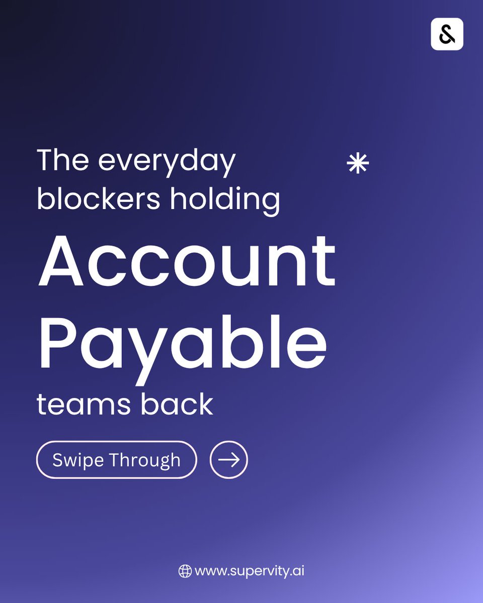 SupervityAI's tweet image. Approvals stuck.
Mismatches piling up.
Vendors chasing you.
Month-end breathing down your neck.

⚡ It’s time Accounts Payable worked differently.

📅28 October, 2025 | Register for the webinar → linkedin.com/events/account…

#SupervityAI #FutureOfFinance #AccountsPayable