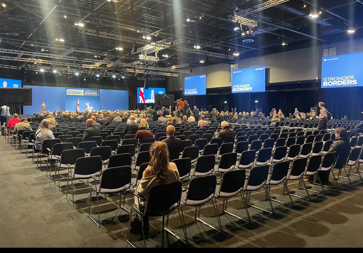 RCantaldo's tweet image. @ChrisMasonBBC 
just confirmed there was hardly anyone there 

#ToryConference 

😂😂😂😂😂😂