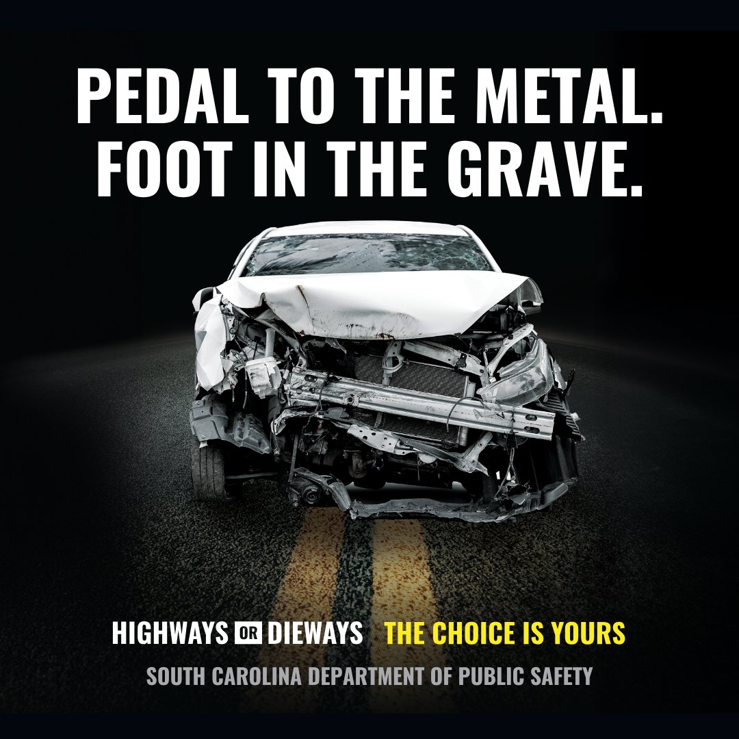 theSCDPS's tweet image. Thinking about soaring past the speed limit? It could be the fast lane to an early grave.

Driving can quickly go south if you choose to do it aggressively. Protect yourself and those around you by adhering to posted speed limits and maintaining proper following distance.…