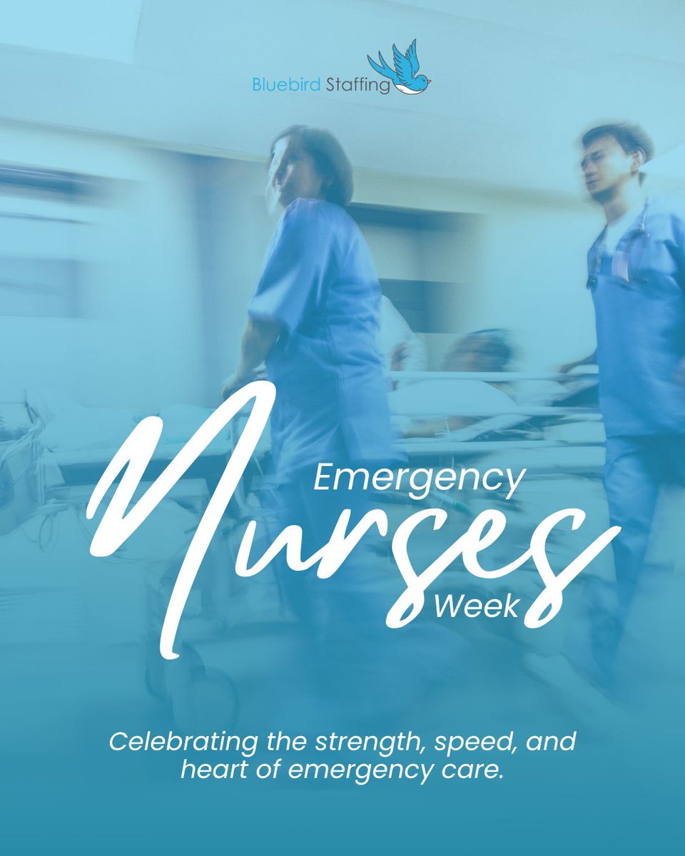 BluebirdStaff's tweet image. This Emergency Nurses Week, we honor the nurses who face the unknown with skill, compassion, and courage. Your quick thinking and relentless dedication keep hospitals moving and patients safe. 

Thank you for everything you do.

#ERStaffing #ERNurses #ENWeek #ENStaffing #ENHiring