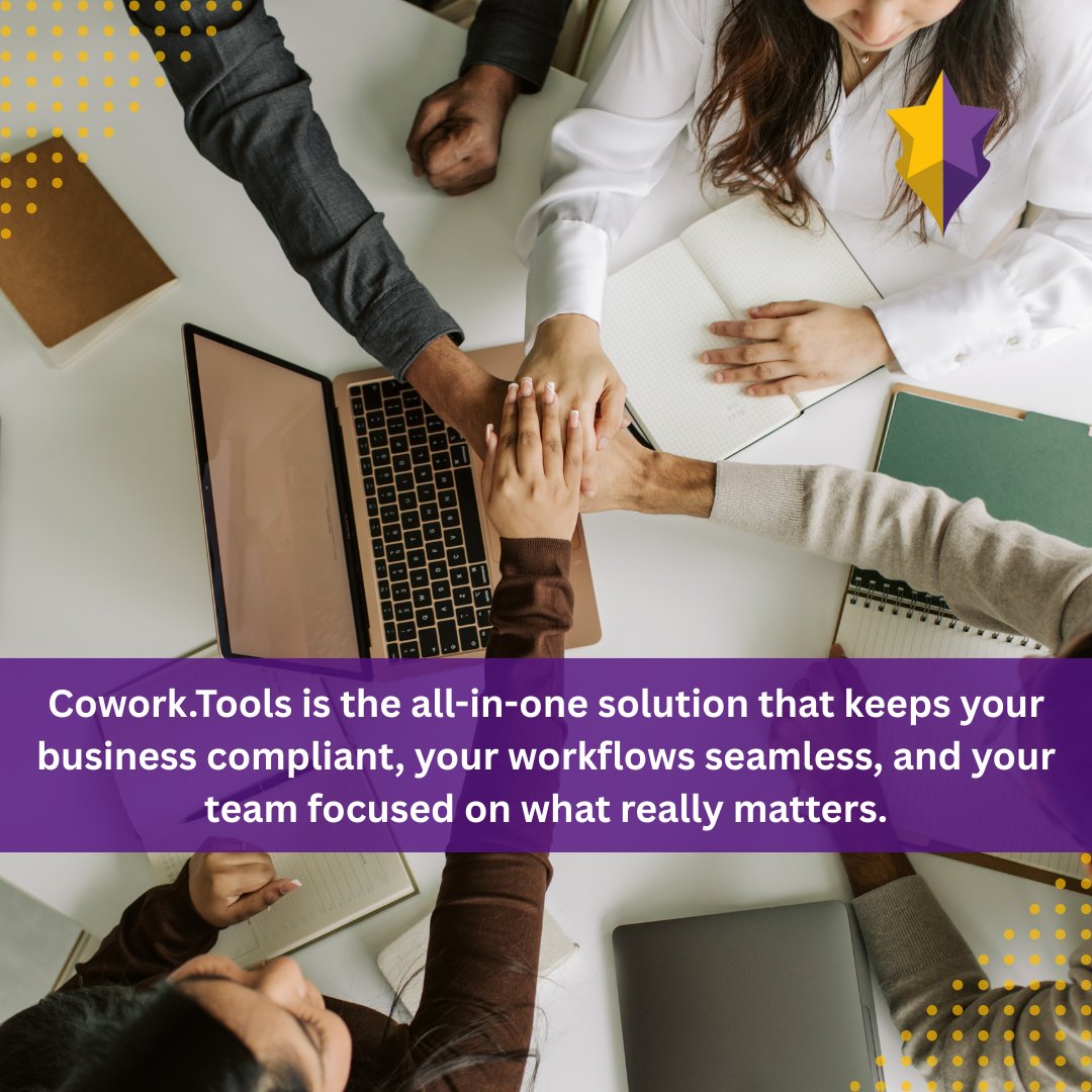 #CoworkTools gives your team the tools to stay compliant, focused &amp; efficient, without the admin chaos.

💬DM us to work smarter and move faster.

#coworkingspaces #coworking #coworkingcommunity #GDPR #AML #KYC #productivity #teamtools