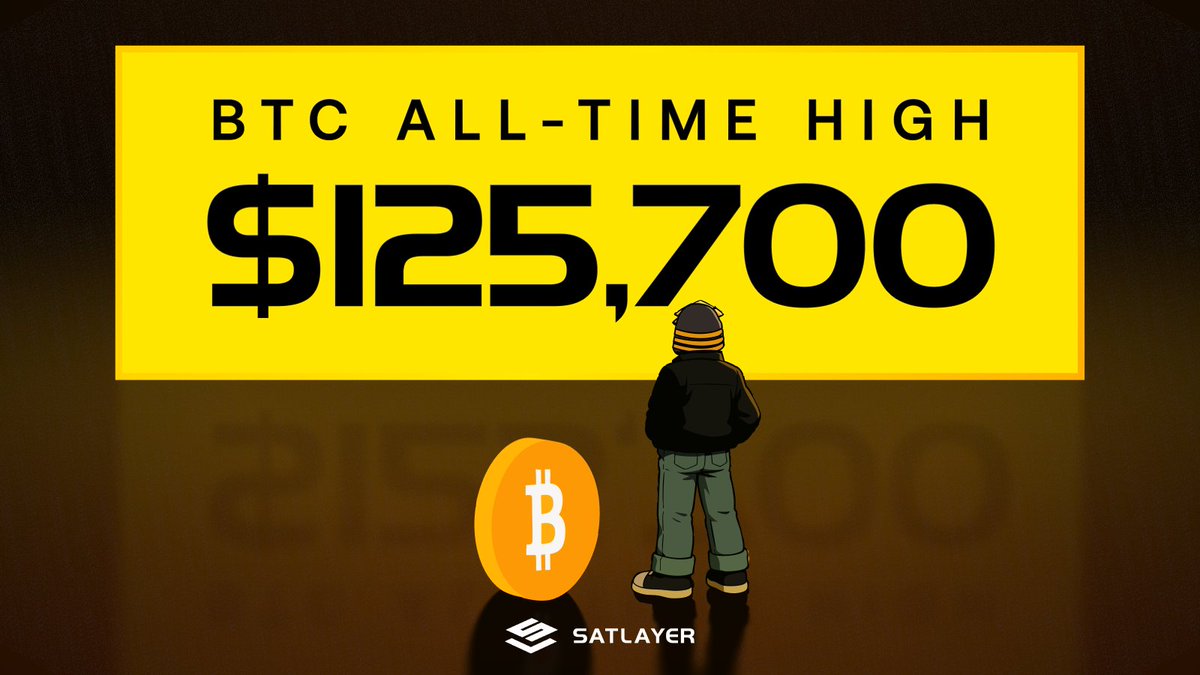satlayer's tweet photo. BTC hits a new all-time high of $125,700.

The new economy is being built on Bitcoin 🟨 https://t.co/BLkNAM6bfz
