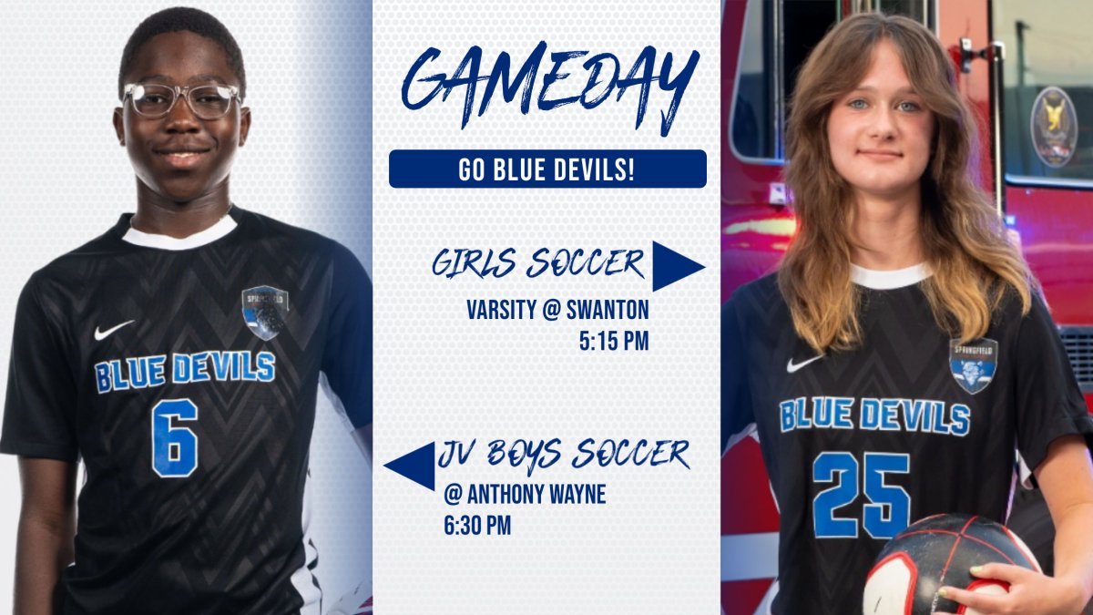 Good luck to the Blue Devils in action today 😈

⚽ Varsity Girls Soccer @ Swanton, 5:15 PM
⚽ JV Boys Soccer @ Anthony Wayne, 6:30 PM