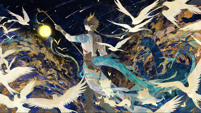 崩壊:スターレイル 公式weiboより 《丹恒・騰荒 中秋節イラスト 公開》