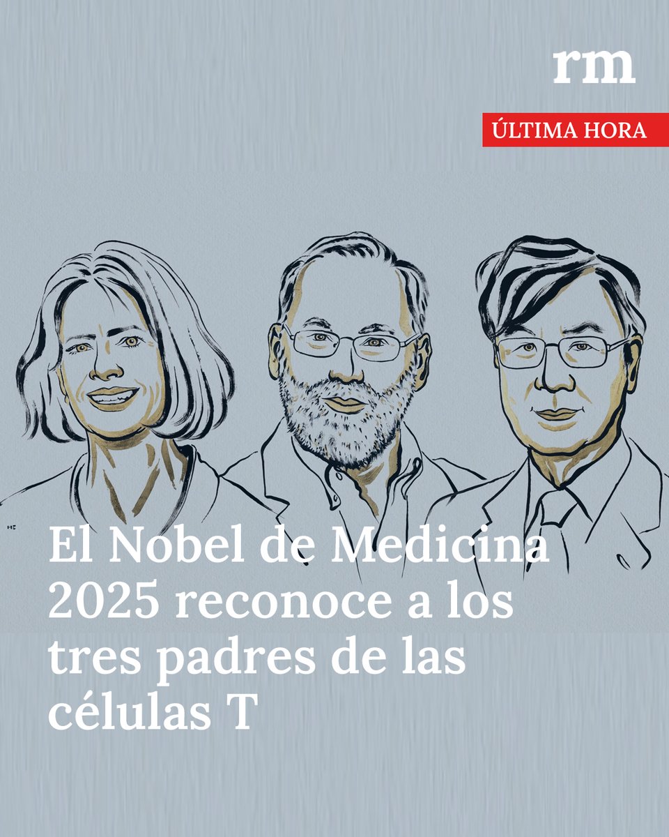 #ÚLTIMAHORA 🔴 | El Premio Nobel de Medicina 2025 ha reconocido la investigación de Mary E. Brunkow, Fred Ramsdell y Shimon Sakaguchi, padres de las células T  

➡️ tinyurl.com/3k99yhjj