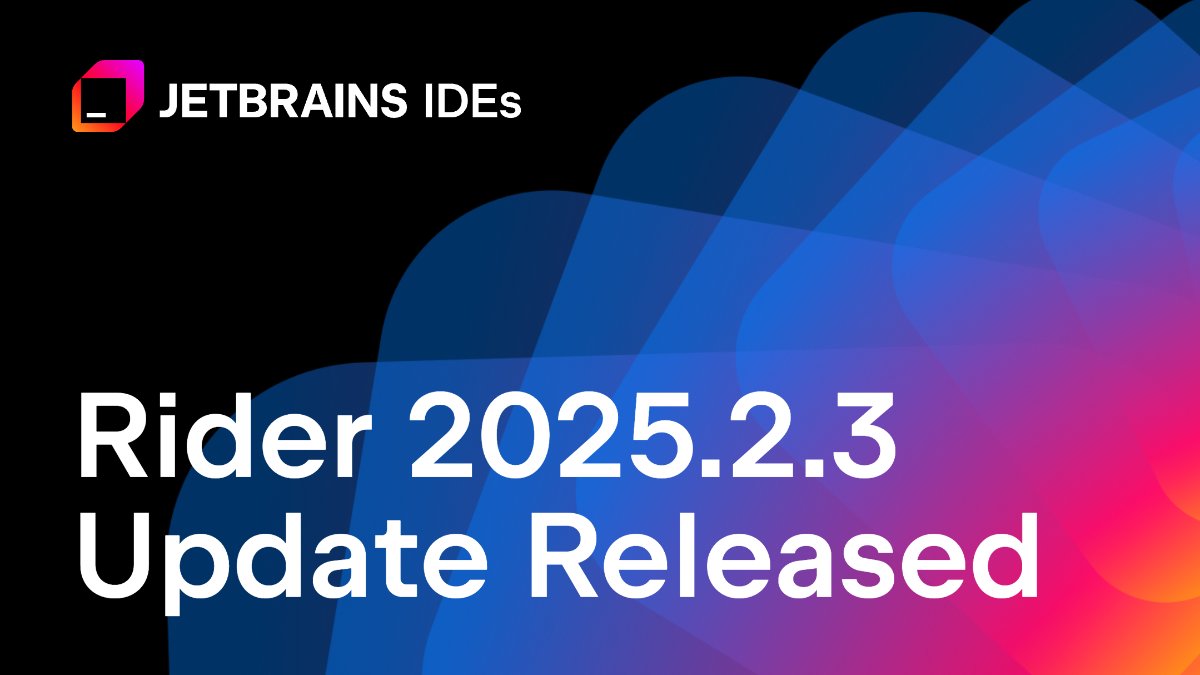JetBrainsRider's tweet image. Rider 2025.2.3 has just been released 🚀

Learn all about the changes included in this build  and download the update here 👉 blog.jetbrains.com/dotnet/2025/10…