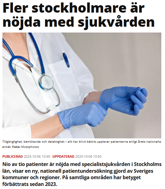 r_daniel_j's tweet photo. Patienterna ger bättre betyg för vården i Region Stockholm än 2023. På alla områden - och bl.a. för tillgänglighet, bemötande, delaktighet.

Det S-ledda styret har ökat resurserna, 2300 fler jobbar i vården och snittväntetiden till operation har kortats med tre veckor. Det märks! https://t.co/Hnjkmwn1Dw