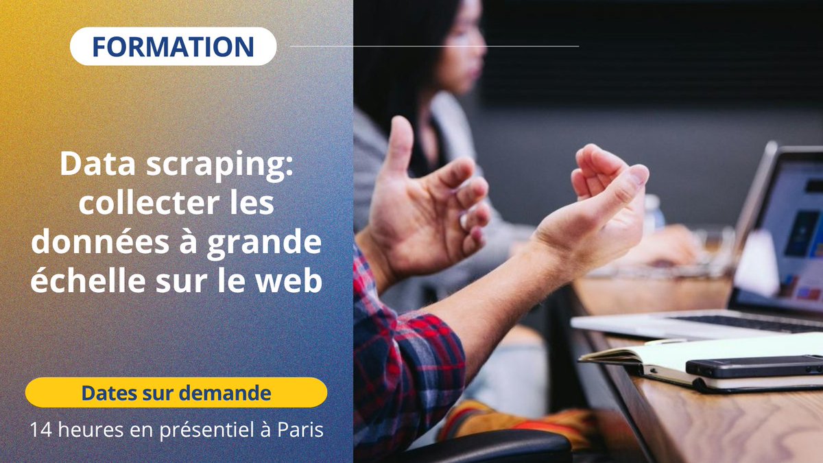 Samsafr's tweet image. 🌐 Rejoignez notre #formation #datascraping et découvrez les secrets du web scraping.

🗓️ Date: sur demande
📌 Lieu: Paris

Apprenez à collecter automatiquement des données en ligne et à manipuler efficacement le langage R. Inscrivez-vous dès maintenant !

samsa.fr/formations/for…