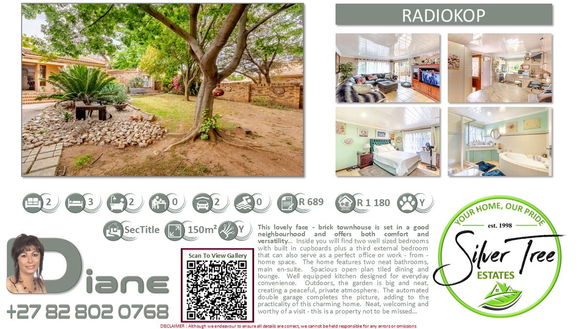 SilverTreeRSA's tweet image. @SilverTreeRSAste #realestate #propertiesforsale #secure #househunting #forsale #newhome #realtor #realtors #home #realty #property #investment #listing #newlisting #randburg #raadiokop

silvertreeestates.co.za/properties/P11…