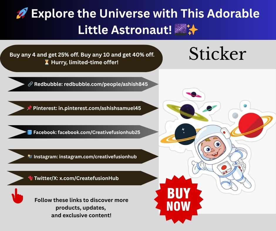 🚀 Explore the stars with this Cute Kid Astronaut! Perfect for kids, space lovers &amp; dreamers 🌌✨

Get it now redbubble.com/i/sticker/Cute…

#SpaceArt #Astronaut #KidsArt #Redbubble #StickerDesign #SpaceLovers #GalaxyArt #CuteDesign