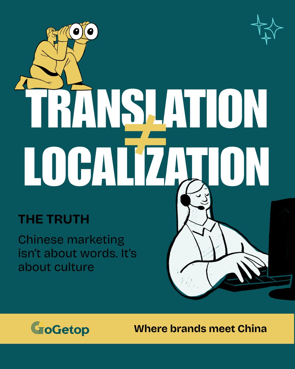 GogetopMedia's tweet photo. ❌ Translation = Words
✅ Localization = Culture
That’s why so many brands struggle in China.
It’s not about what you say, it’s about how people feel.
👉 Tag a brand that needs this reminder.
#GoGetop #ChineseMarketing #GoGlobal #MarketingStrategy #BrandGrowth https://t.co/HMi3yJSKwN