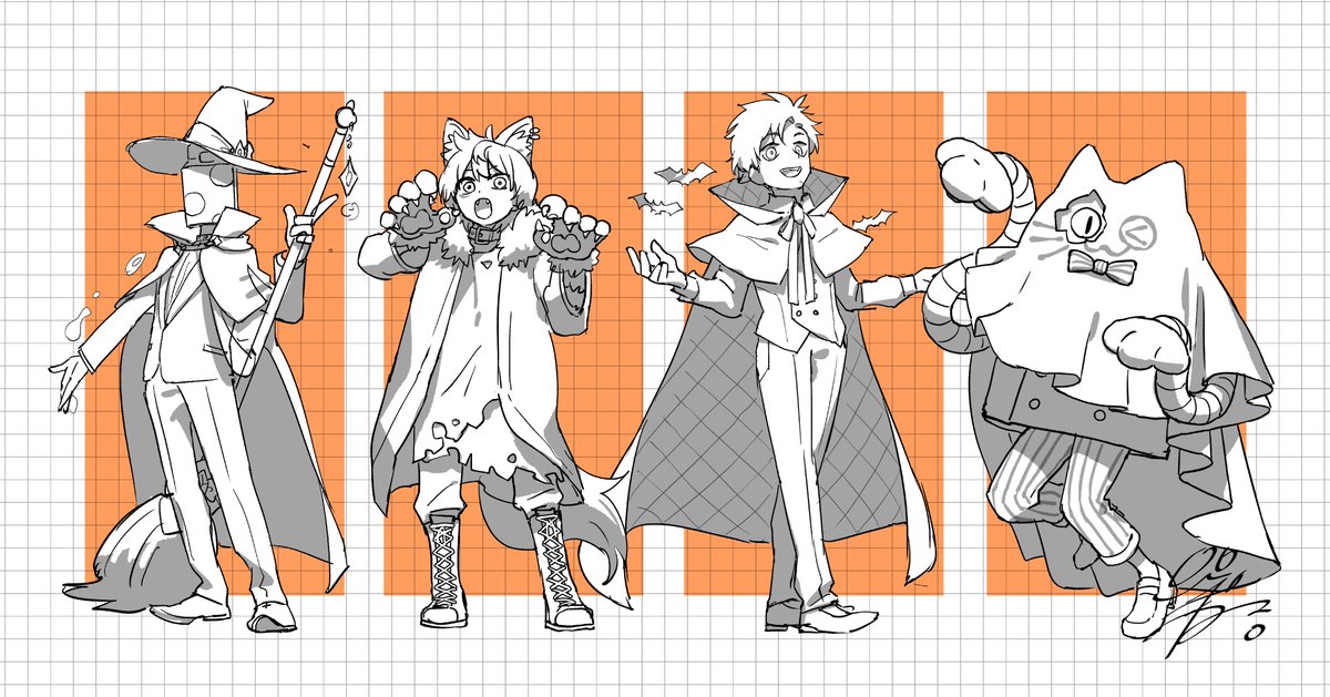 火種の描いたラフのポージングを元に、トミズさんに素敵に仕上げて頂きました🙏
コラボカフェ是非食べに来てください🍡🐈

#せいだんハロウィンカフェ