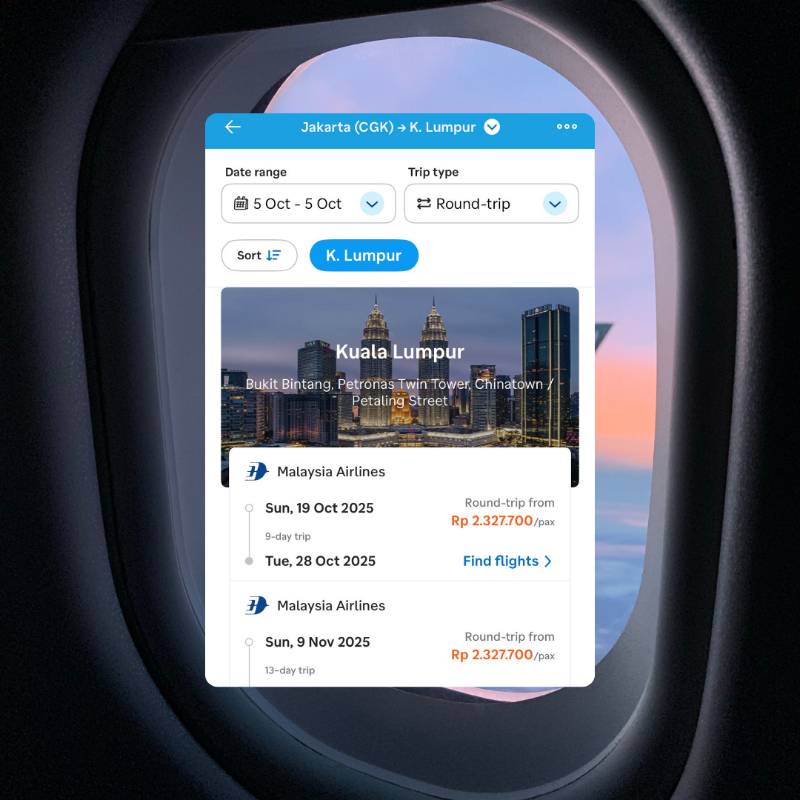 traveloka's tweet photo. Temen masih mikir mau liburan ke mana..

Aku udah dapet tiket PP ke Kuala Lumpur diskon 50% naik Malaysia Airlines 😎

Thanks to Traveloka 10.10 Travel Sale~