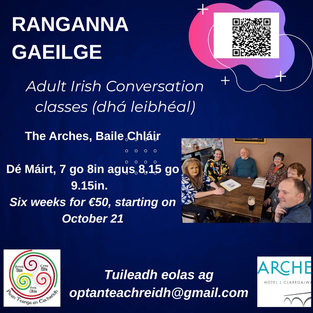 AnEachreidh's tweet image. Ranganna Gaeilge nua ag tosú go luath i mBaile Chláir!

New Irish classes for adults starting soon in Claregalway!

#Gaeilge ❤️