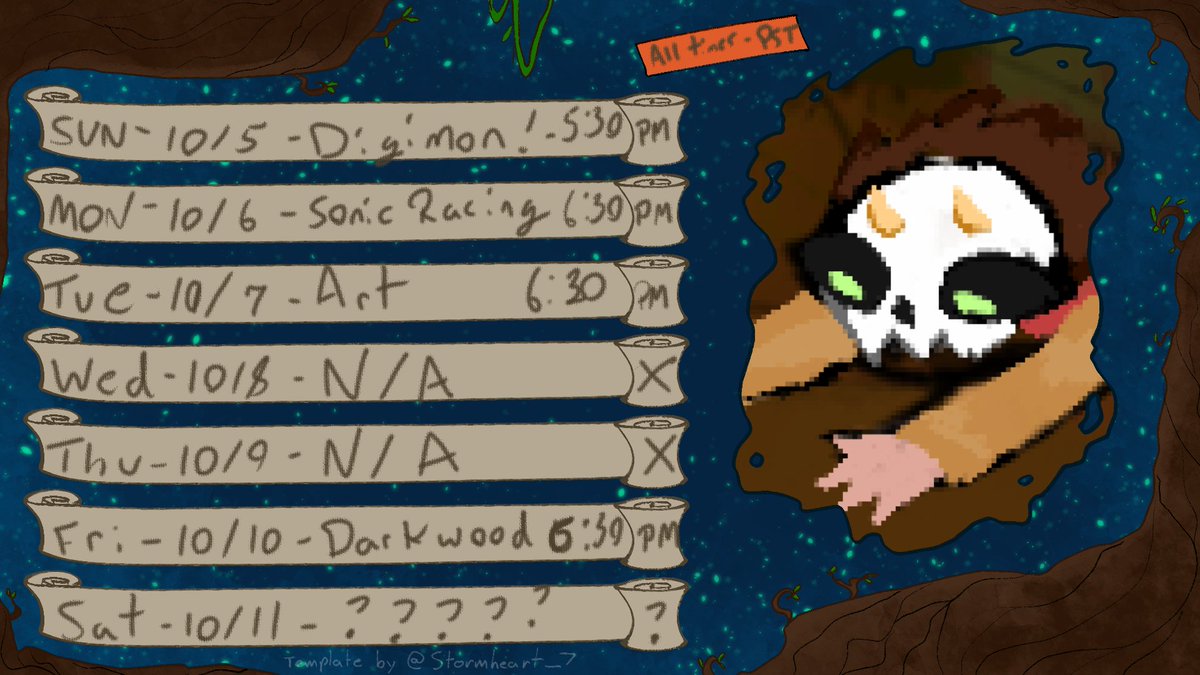 Schedule art by <a href="/tro_stormheart/">🌩 Stormheart 🌩</a>