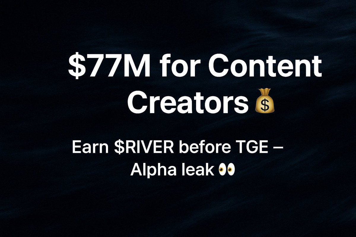 Nerha_nft's tweet photo. Hello Everyone 🙌 

I wanted to share with you something I've just started to experience.

may be a little Alpha 👀📢

Let's get started ⤵️

1️⃣ I just discovered @River4fun from @RiverdotInc — a new platform built for Content Creators.
This might be some early alpha 👀

2️⃣ The project has allocated 30M $RIVER (≈ $77M) for Creators & Shareholders.
All points earned will be converted to tokens at TGE 🪂

3️⃣ Right now, only 3,617 / 30,000,000 $RIVER have been claimed across many pools.
Meaning — it’s still early🌐

4️⃣ If you have a strong voice on X, this is your chance to join and grow early.

5️⃣ 💡 How to start:
– Sign up using the X link
– Tag @River4fun when you post

6️⃣ I just joined today and will share my results along the way.
Let’s see where this goes 🚀

Reff link ⤵️    
🔗https://t.co/lughoxjlMH 

Regular link ⤵️
🔗https://t.co/IpdWCt7GmM

#RIVER #Airdrop #ContentCreators #Alpha