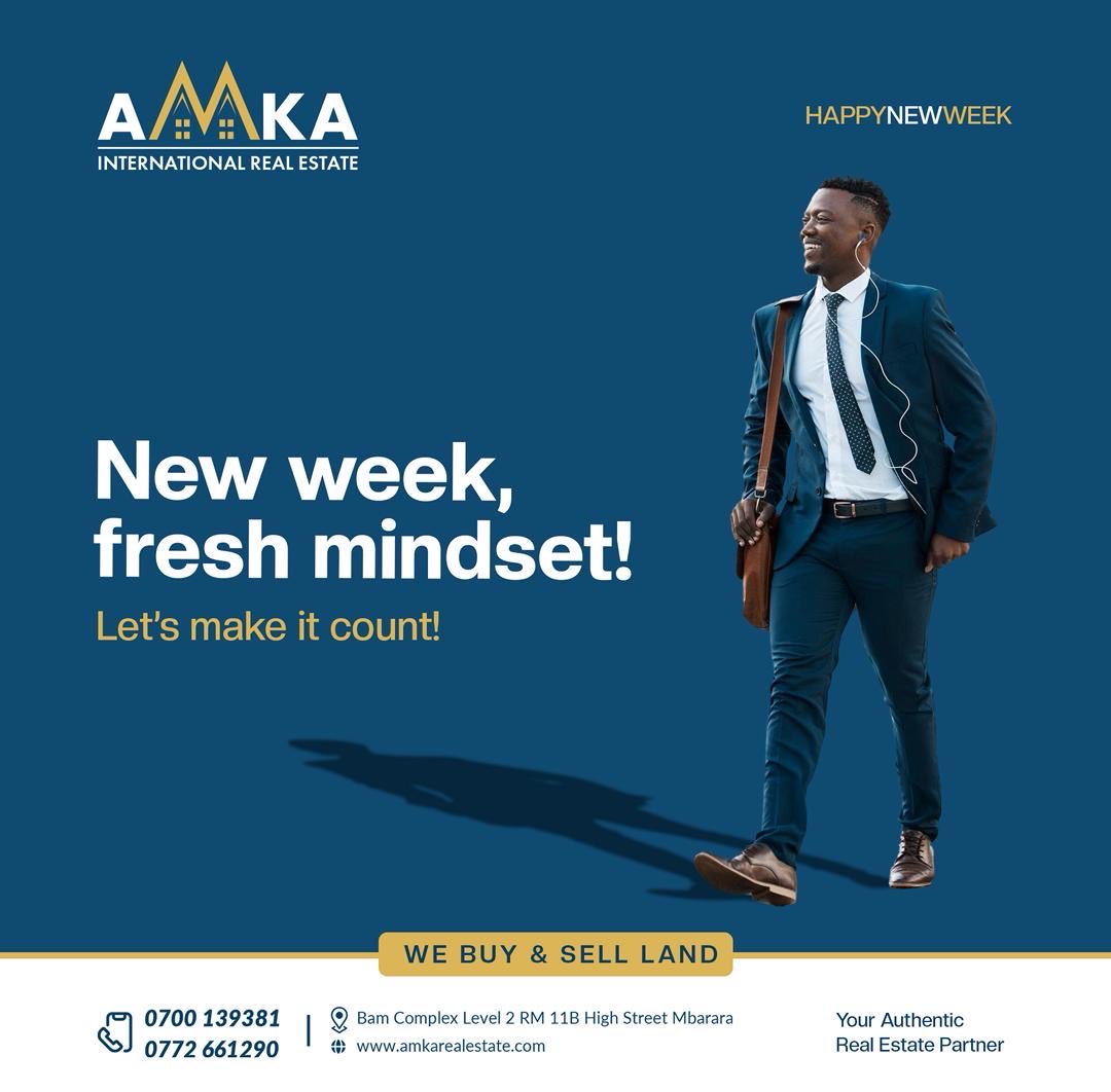 amka_real's tweet image. New week, new mindset let it count! 🌟
Turn your goals into ownership dreams and start the journey to land this week. 
Because every great future is built on the ground you call your own.
#YourAuthenticRealEstatePartner