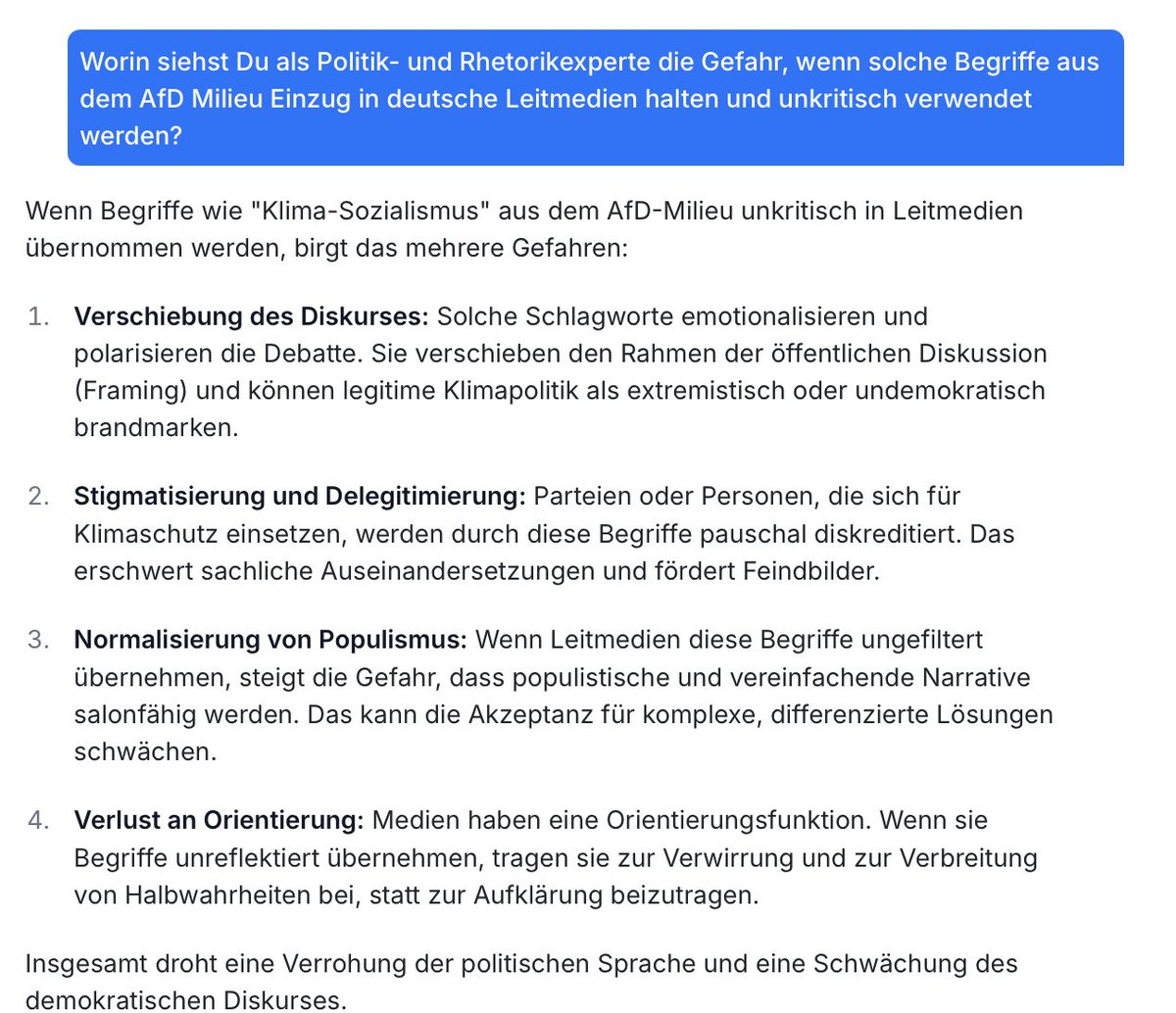 Ich hab die BILD KI*  "Hey_" einfach mal zum Begriff "Klima-Sozialismus" befragt <a href="/marionhorn/">Marion Horn</a> . 

Die Kurzantwort: 
1.) Es gibt keinen Klima-Sozialismus in Deutschland, Klimaschutz wird über marktwirtschaftliche und demokratische Mechanismen gesteuert. 
2.) Der Begriff wird vor