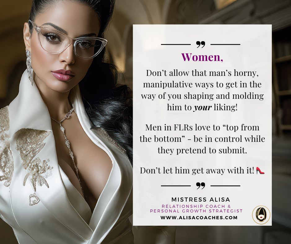 AlisaCoaches's tweet photo. #FLRWisdom #FLR #FemaleLedRelationship #femdom #femdomme https://t.co/2BDgOstLKo