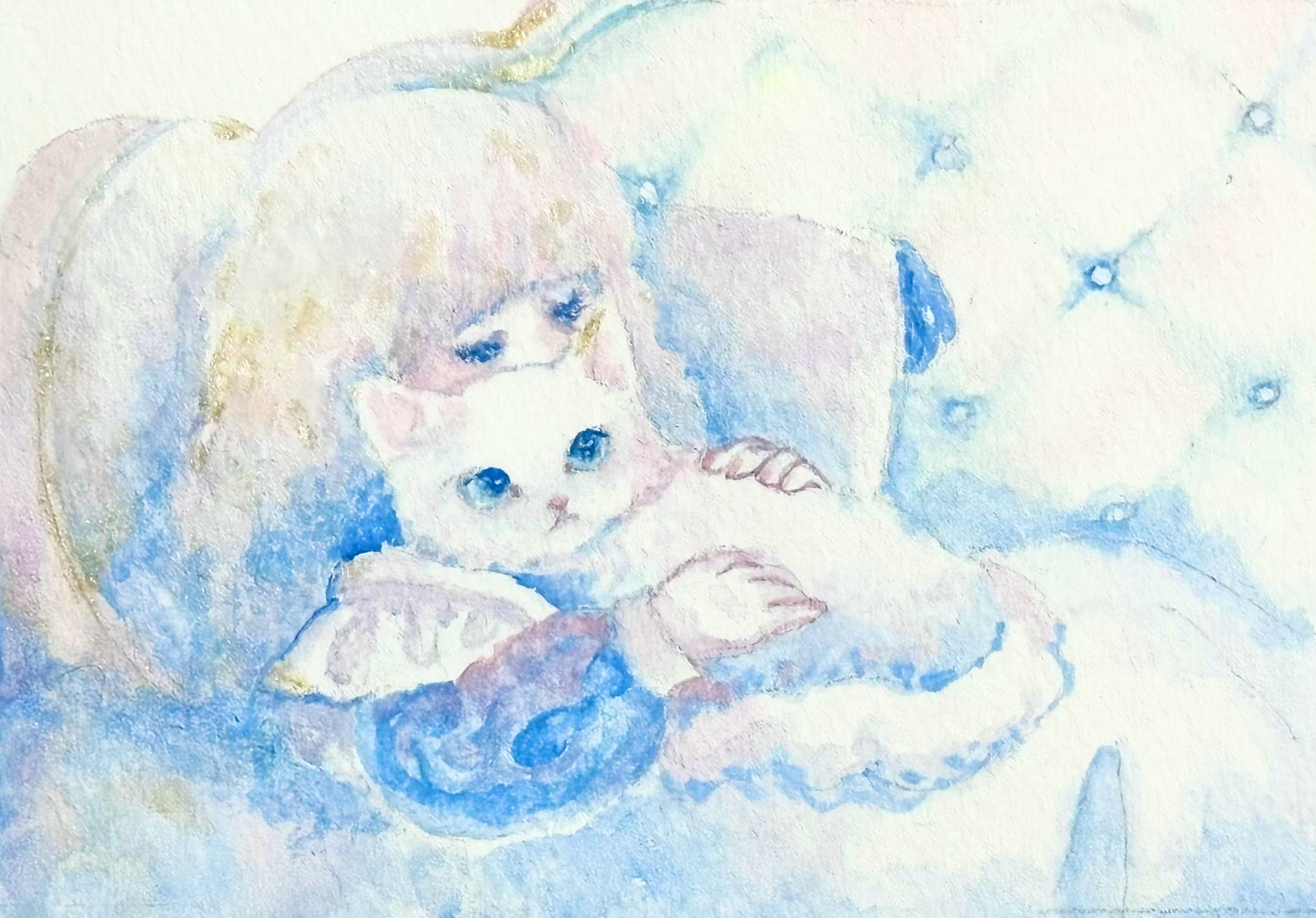 水彩画 雲間の希望 ホワイトワトソンSM 透明水彩 #透明水彩 #ホワイト