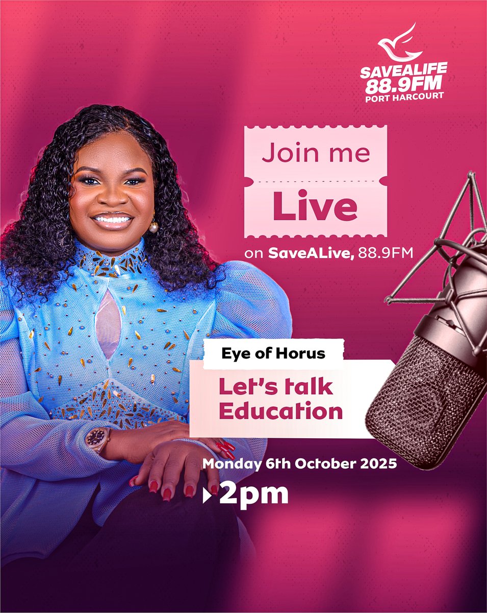 cloudnotte's tweet photo. 🎙️ Let’s Talk Education!
We’re live on SaveALife 88.9FM, Port Harcourt
School owners, teachers, parents, join the conversation at 2PM today!
📻 Tune in: SaveALife FM 88.9
#WeSpeakEducation #EdTech #CloudNotte #LetsTalkEducation #EducationForAl https://t.co/t3wJ4sCbz5