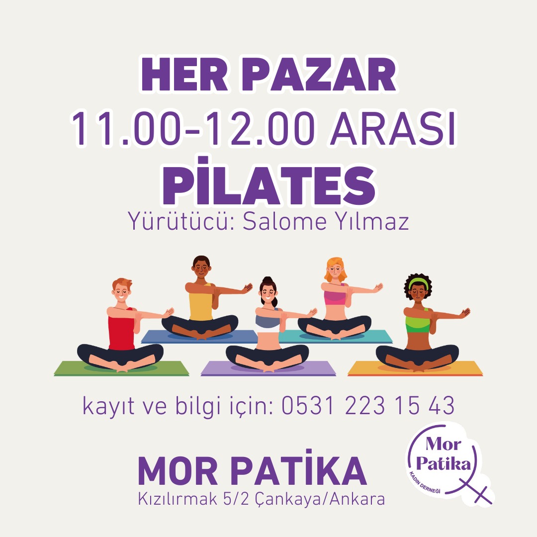 📢 Her Pazar 11.00-12.00 Arası Pilates! 

Pilates hocası Salome Yılmaz yürütücülüğünde her pazar pilates maceramız başlıyor. Esniyor, gevşiyor, güçleniyoruz 🧹✨

Kayıt ve bilgi için: 0531 223 15 43 numaralı telefonu arayabilir ya da DM'den bize ulaşabilirsiniz.