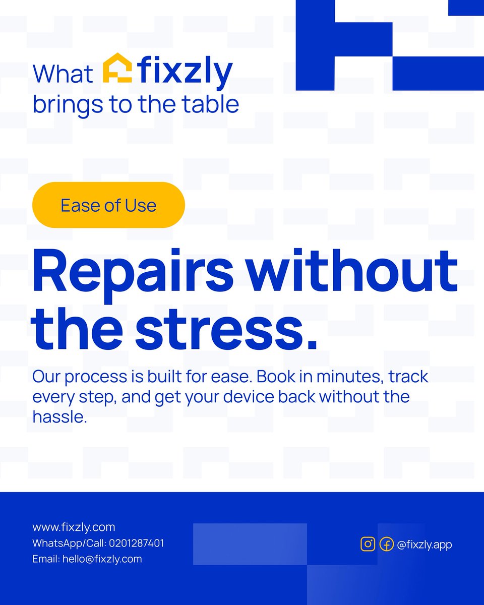 Fixzly_app's tweet photo. Booking is super easy! WhatsApp us, give us a call, or visit our website. We’re just a click away!
#Fixzly #FixItWithFixzly #DeviceRepair #FixzlyDelivers https://t.co/cFSMHqqbff