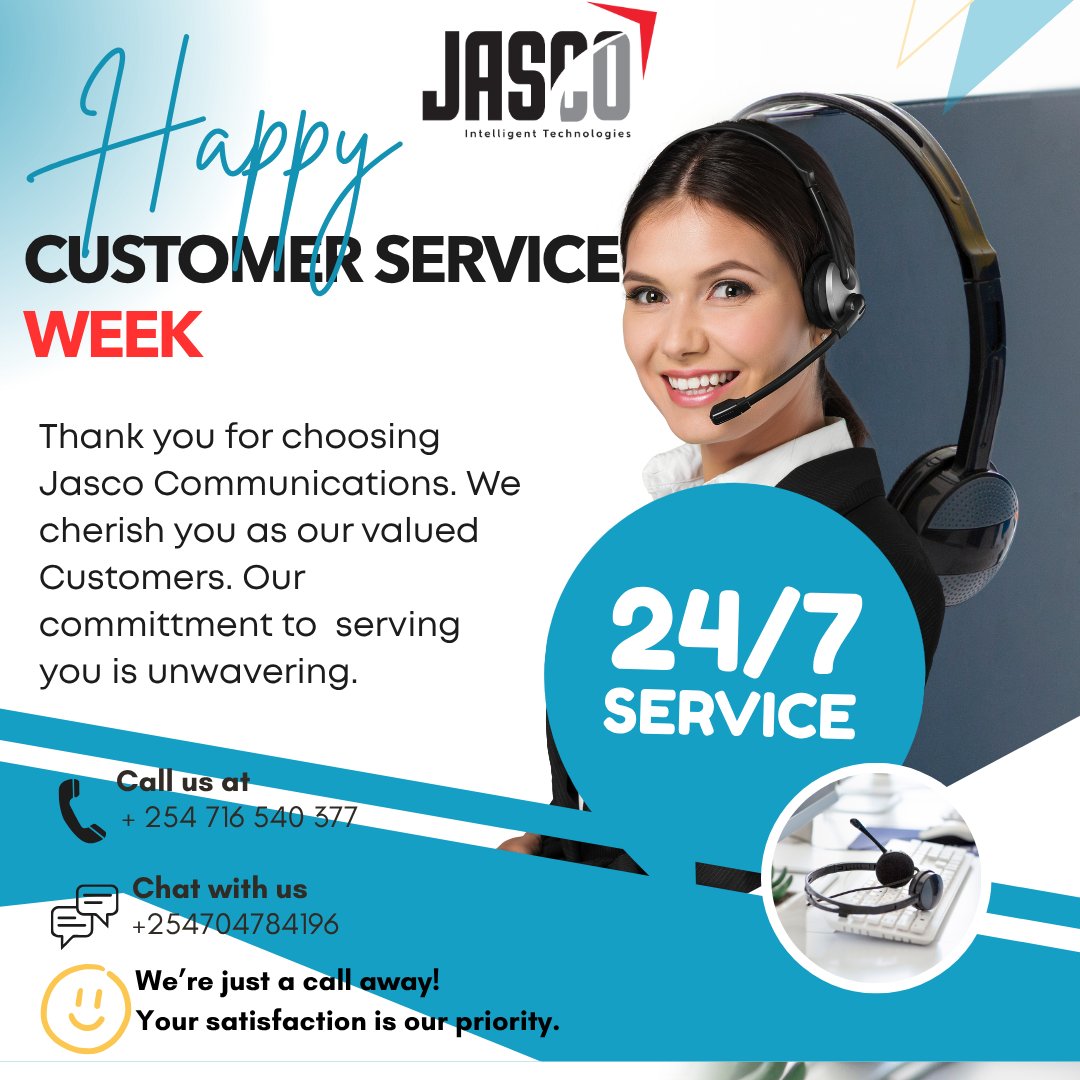 jasco_comms's tweet photo. As we celebrate Customer Service Week 2025, we celebrate YOU the reason we serve, smile, and strive. 💙
Happy Customer Service Week! 🎉
#CustomerServiceWeek #YouMatter #TeamJasco https://t.co/vengymmdv5