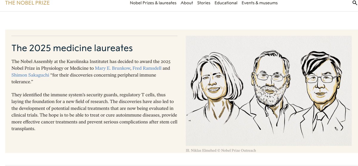 avikrams's tweet image. Congratulations to Mary E. Brunkow, Fred Ramsdell and Shimon Sakaguchi on winning the 2025 Nobel Prize in Medicine — honored “for their discoveries concerning peripheral immune tolerance.” NobelPrize.org
His work opens new doors to understanding how our bodies…